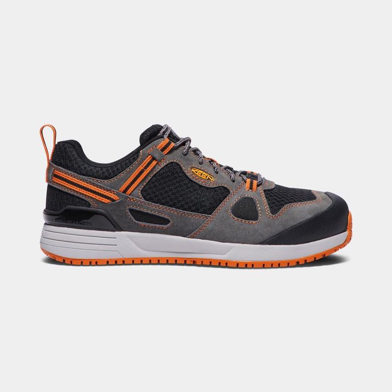 Keen Springfield Aluminum Toe Mens Work Shoes Black/Grey/Orange Wholesale (6791-FZTLC)